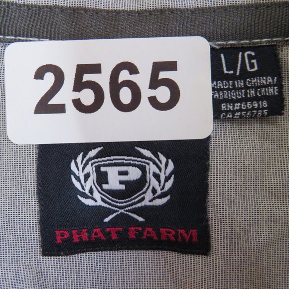 Phat Farm* Men's Short Sleeve Button Down Curved Hem Chest Pocket Shirt~ Large - Picture 3 of 10